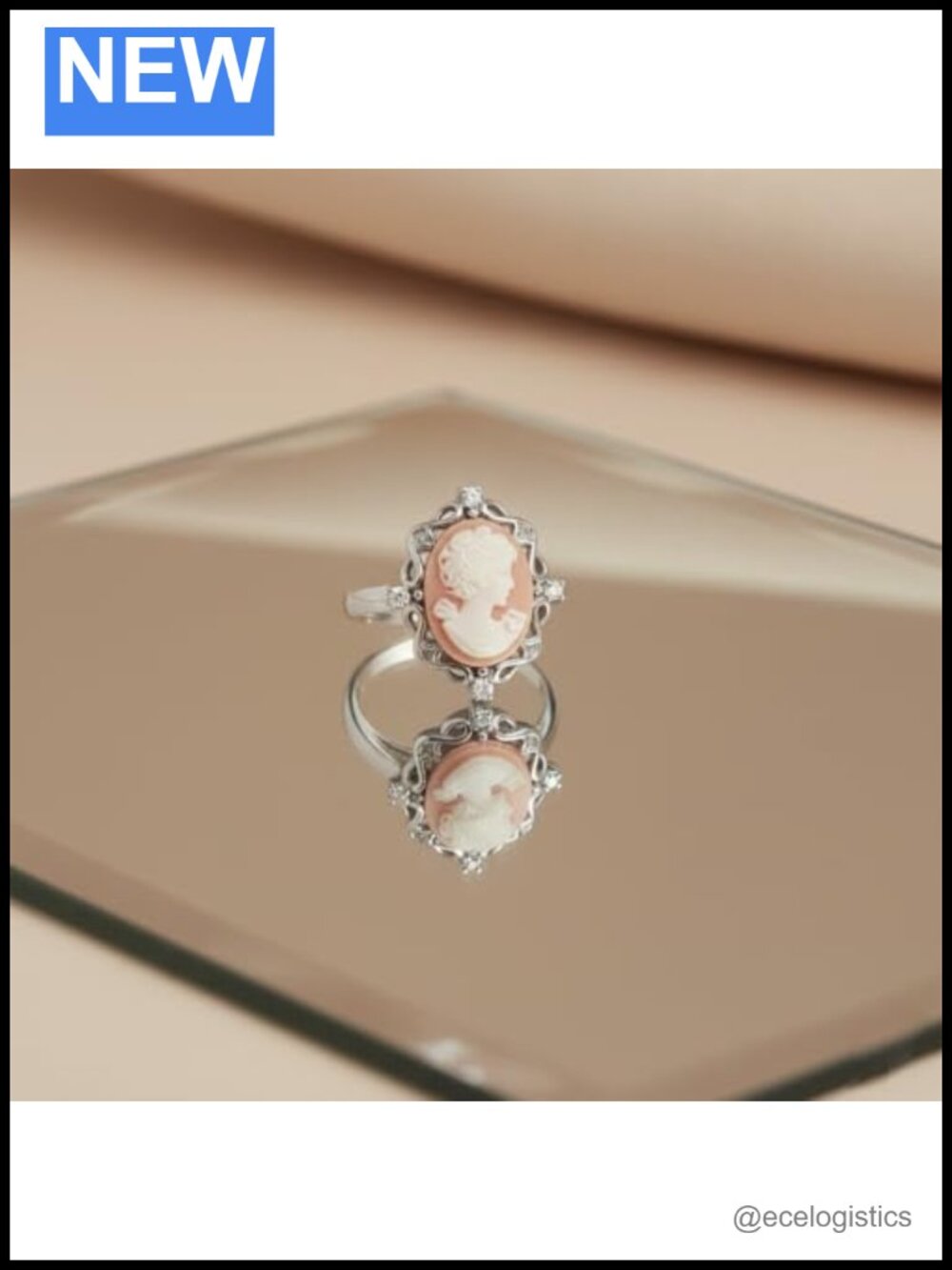 Sterling Silver Agate Cameo Queen Statement Ring Size 8 - Picture 3 of 6